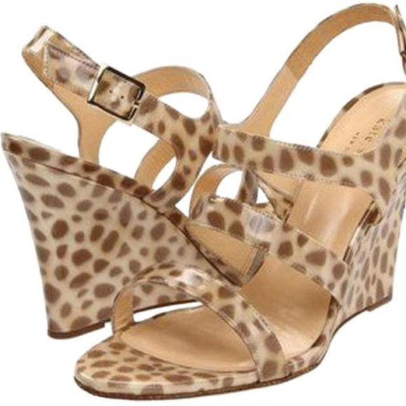 Kate Spade Size 7 Cindy Patent Leather Wedge Multicolor Sandals Shoes - Picture 2 of 2